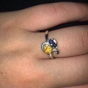 opal ring, Raw sapphire Gemstone, unique opal ring, jewelry for her, birthday gi